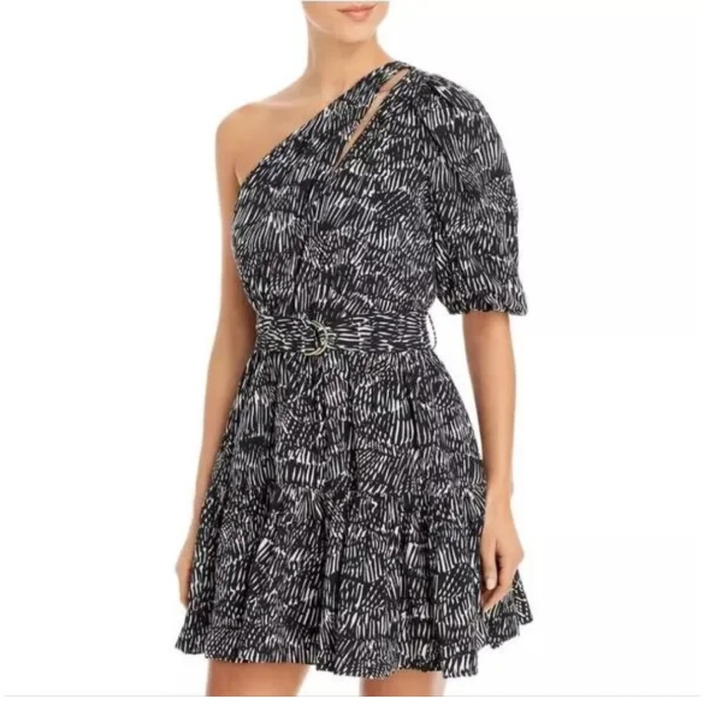 Johnathan Simkhai Adriana Abstract Print One Shoulder Dress NWOT